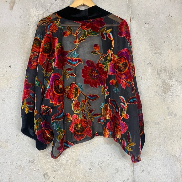 Target xhilaration crushed velvet sheer floral open front kimono xl/xxl - Picture 4 of 7